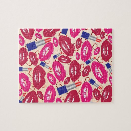 Lipstick Kiss Pattern Legpuzzel (Horizontaal)
