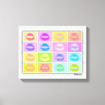 Lipstick KISS Pop Art Gallery Toile enveloppée<br><div class="desc">Un Bevi de style pop art KISSES, baisers en bâton de lèvres! Lèvres dans un arc-en-ciel de couleurs sur une toile de galerie embouteillée - Prêt à accrocher, pas besoin de cadre! Parfait pour une chambre pour filles, une salle de bain ou un petit décor maison kitsch ! Choisissez la...</div>