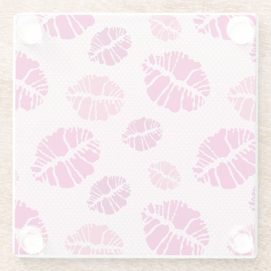 Lipstick Kiss Shape Print Patroon Glazen Onderzetter (Achterkant)