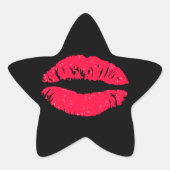 Lipstick Kiss Ster Sticker (Voorkant)