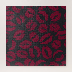 Lipstick Kisses: Donkerrode opdrukken Legpuzzel