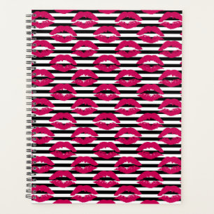 Lipstick Kus B&W Striped Patroon Planner