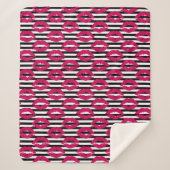 Lipstick Kus B&W Striped Patroon Sherpa Deken (Voorkant)