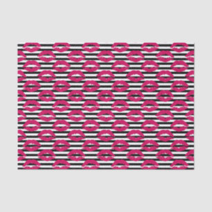 Lipstick Kus B&W Striped Patroon Tissuepapier