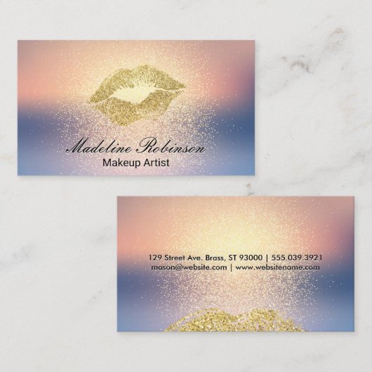 Lipstick Kus | Glitter Blend Achtergrond Visitekaartje (Voorkant / Achterkant)