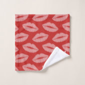 Lipstick Kus Patroon Rood en Roze Badhanddoeken Bad Handdoek (Wasdoekje)