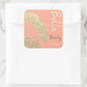Lipstick kus print perzik goud beauty spa schoonhe vierkante sticker (Tas)