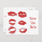 Lipstick Kusjes - Bewaar de datum Aankondigingskaart (Voorkant / Achterkant)