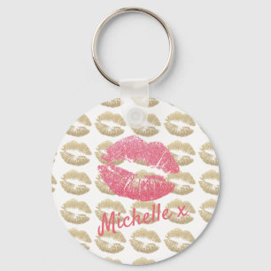 Lipstick Kussen Roze Goud Sleutelhanger