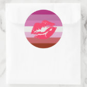 Lipstick Lesbian Pride Flag Ronde Sticker (Tas)