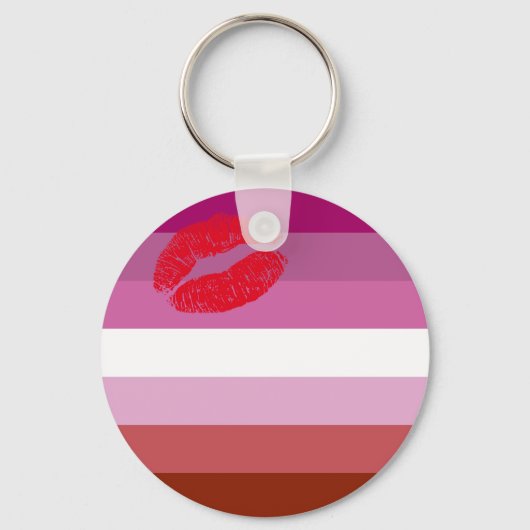 Lipstick Lesbian Pride Flag Sleutelhanger (Voorkant)