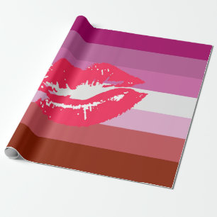 Lipstick Lesbische Pride Vlag Cadeaupapier