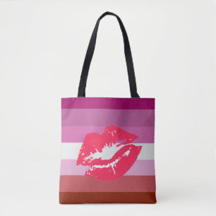 Lipstick Lesbische Pride Vlag en Lippen Draagtas