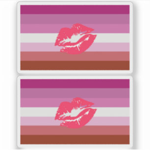 Lipstick Lesbische Pride Vlag en Lippen Sticker