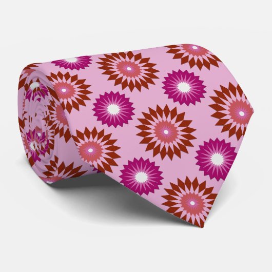Lipstick, lesbische pride vlag / roze bloempatroon stropdas (Opgerold)