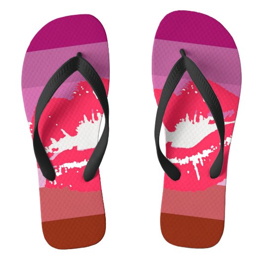 Lipstick Lesbische Pride Vlag Teenslippers (Voetbed)