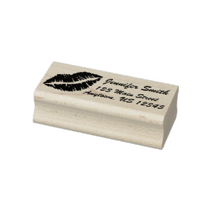 Lipstick Lips Kiss Print Personeelsadres Rubberstempel