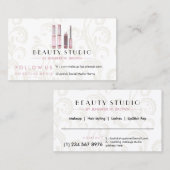 Lipstick Makeup roos gouden schoonheidssalon elega Visitekaartje (Voorkant / Achterkant)