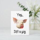 Lipstick op een varken briefkaart (Staand voorkant)