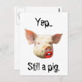 Lipstick op een varken briefkaart (Voorkant / Achterkant)