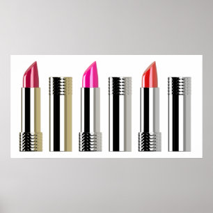Lipstick patroon roze rode chroomcosmetologie poster