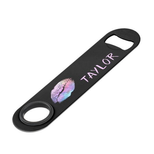 Lipstick Print Modern Neon en Black Speed Flessenopener (Voorkant Gekanteld)