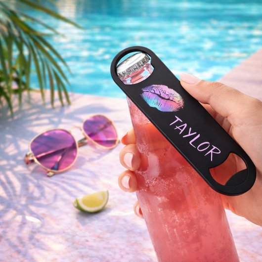 Lipstick Print Modern Neon en Black Speed Flessenopener
