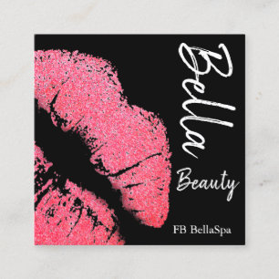 Lipstick print roze lip vlek zwart beauty spa vierkante visitekaartje