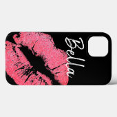Lipstick print roze lip vlek zwart wit schattig Case-Mate iPhone case (Achterkant (horizontaal))