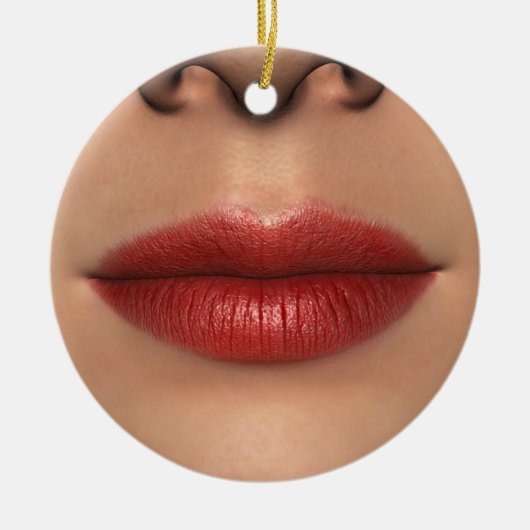 Lipstick rood Vrouw Licht dicht bij Keramisch Ornament (Voorkant)