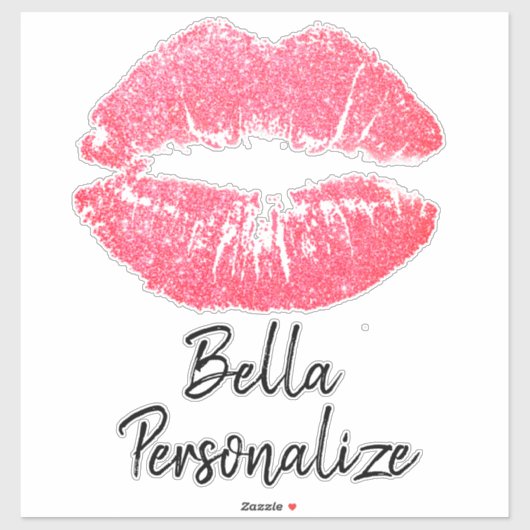 Lipstick, roze lip vlek sticker (Vel)