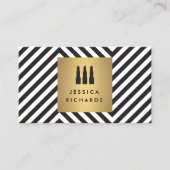 Lipstick Trio Logo op Retro Zwart/Wit Patroon II Visitekaartje (Voorkant)