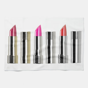 Lipstick tube chroom roze rood cosmetologie theedoek