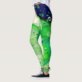 Liquid Art gemarmerd groen blauw trendy Leggings (Links)