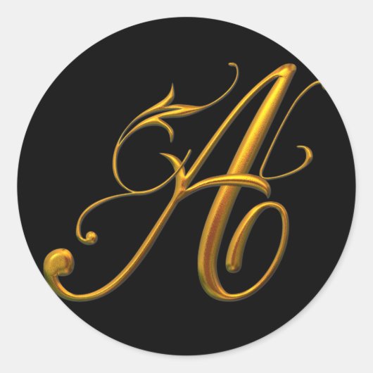 Liquid Gold A monogram Ronde Sticker (Voorkant)