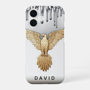 🦅 Liquid Gold Eagle Naam Stroom Aangepaste Metal iPhone 16 Hoesje