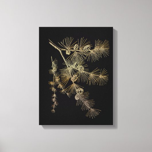 Liquid Gold pine tree branch Plants nature art  Canvas Afdruk (Voorkant)