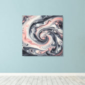 Liquid Metal Abstract in roze, grijs en zwart Canvas Afdruk (Insitu (Houten vloer))