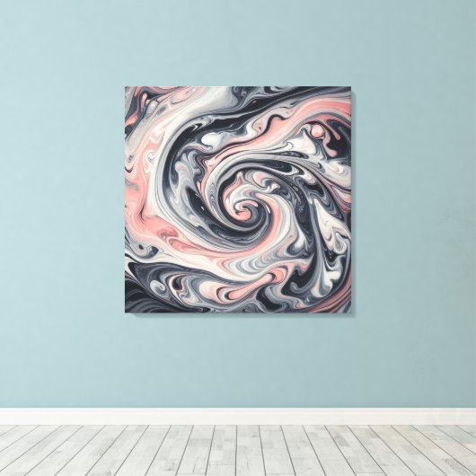 Liquid Metal Abstract in roze, grijs en zwart Canvas Afdruk (Insitu (Houten vloer))