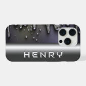 💿 Liquid Metal Flow Name Glow Over Silver Chrome (Verso Horizontal)