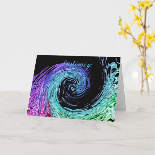 Liquid Rainbow Wave Note Card Kaart (Gele Bloem)