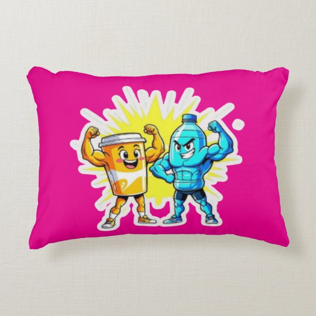 Liquid Strength – Funny Juice & Water Muscle Desig Accent Kussen (Voorkant)