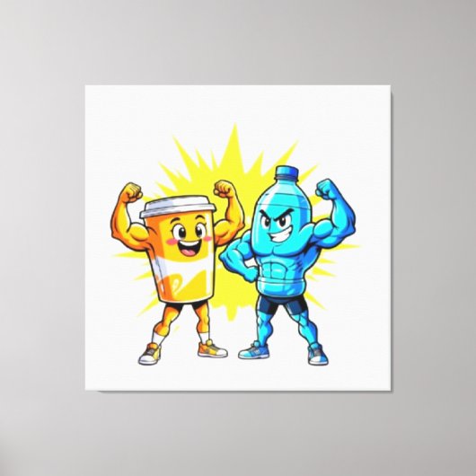 Liquid Strength – Funny Juice & Water Muscle Desig Canvas Afdruk (Voorkant)