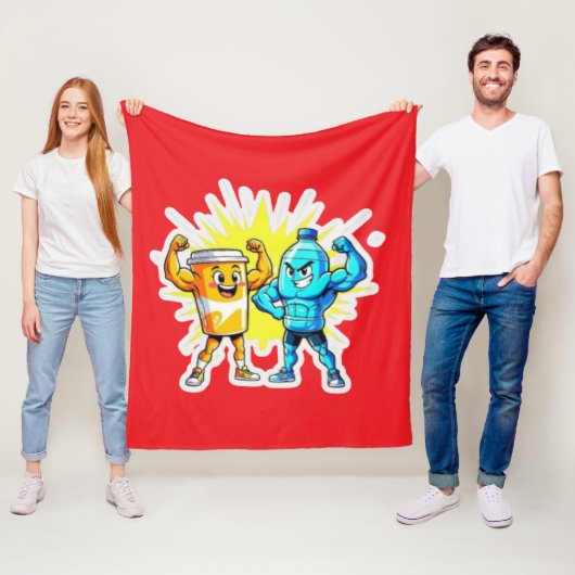 Liquid Strength – Funny Juice & Water Muscle Desig Fleece Deken (In situ)