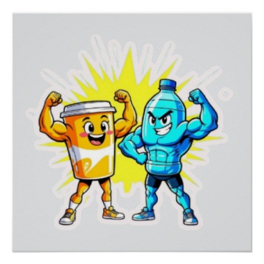 Liquid Strength – Funny Juice & Water Muscle Desig Perfect Poster (Voorkant)