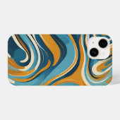 Liquid Swirl Ochre Blue Trippy Pattern iPhone Hoesje (Achterkant horizontaal)
