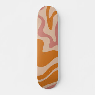Liquid Swirl Retro Vibe Oranje en Dusky Pink Skateboard