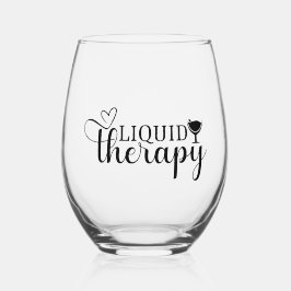 Liquid Therapy Funny Quote Wijnliefhebber Humor Wijnglas Zonder Voet