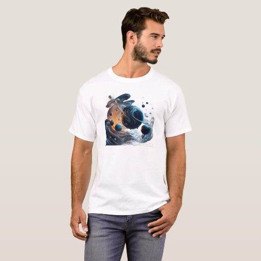 Liquid Universe Softstyle Unisex met ruimtethema T-shirt (Voorkant volledig)