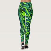 Liquide vert abstrait peint Leggings (Dos)